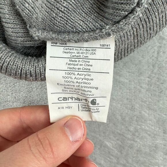 Carhartt Beanie Adult Grey A18 Gray Acrylic Watch Cap Hat Winter Outdoors - Picture 6 of 8